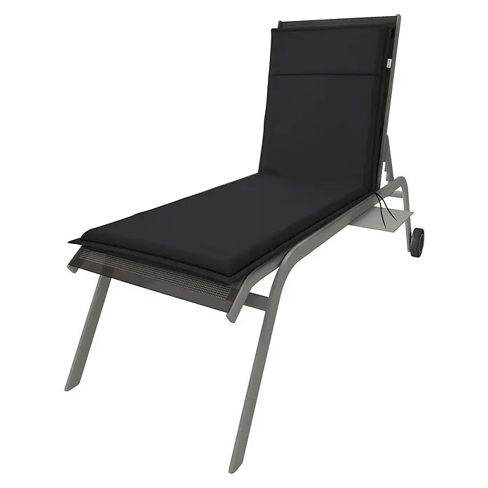 Doppler Liegenauflage Life - L x B x H: 195 x 58 x 4 cm, Polyester, Schwarz - Bequeme Liege mit grauem Gestell und dunkler Polsterung für entspannte Stunden im Freien. Ideal zum Sonnenbaden und Relaxen.