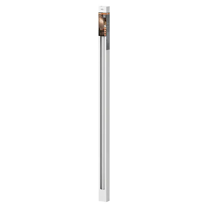 Osram LED-Lichtleiste Batten - L x B x H: 150 x 3,4 x 5,5 cm, Lichtfarbe: Kaltweiß, 20 W, 220 V - 240 V - Produktansicht einer Innenraumgestaltung mit Fokus auf eine moderne Regallösung mit Beleuchtung und dekorativen Elementen.