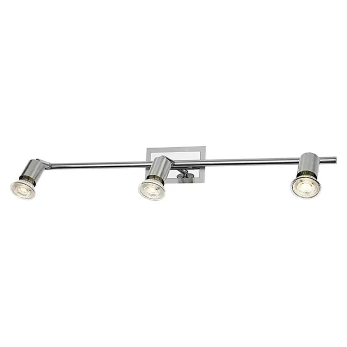 Osram Wand- & Deckenleuchte Spot Cylinder Duo - L x B x H: 60,4 x 7 x 13,3 cm, Silber, GU10 - Nahaufnahme einer modernen dreiflammigen Chrom-Deckenleuchte, die ein elegantes und helles Ambiente für jeden Raum schafft.