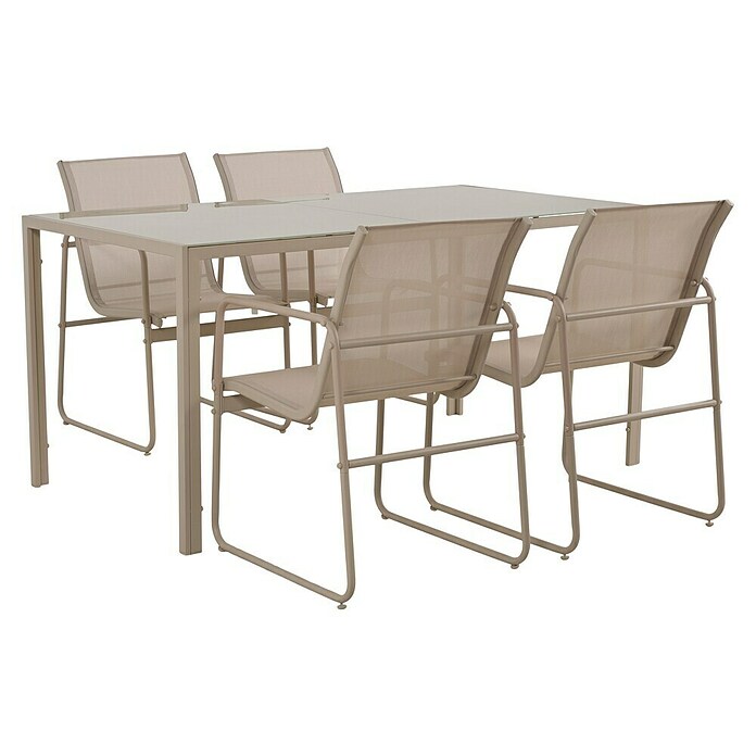 Conjunto de muebles Bicoir (5 pzs., Acero/Textiline, Beige) | BAUHAUS