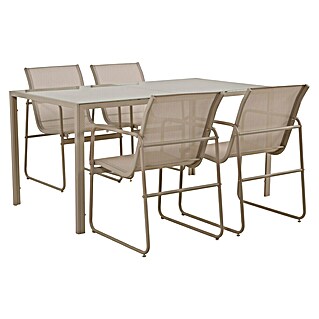 Conjunto de muebles Bicoir (5 pzs., Acero/Textiline, Beige)