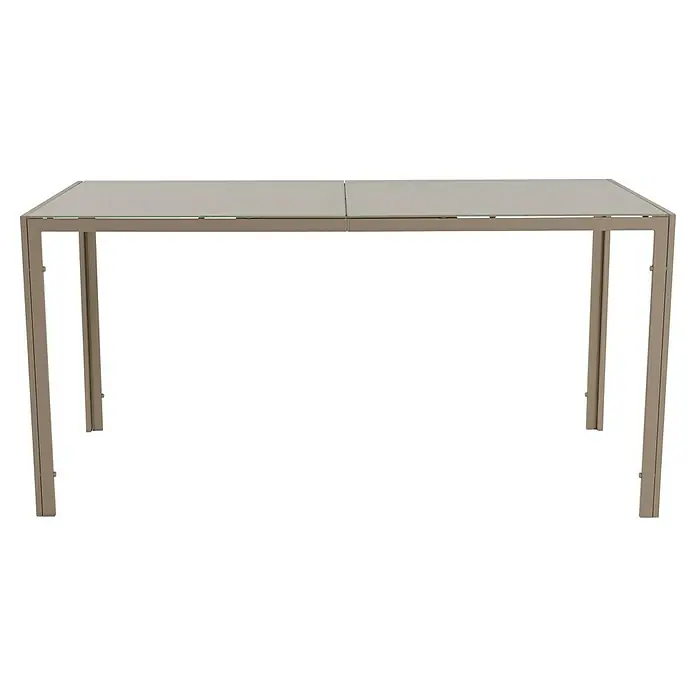 Conjunto de muebles Bicoir - 5 pzs., Acero/Textiline, Beige - Esta elegante mesa presenta un diseño minimalista, con un tablero y una base robusta de líneas rectas. Perfecto para espacios modernos.