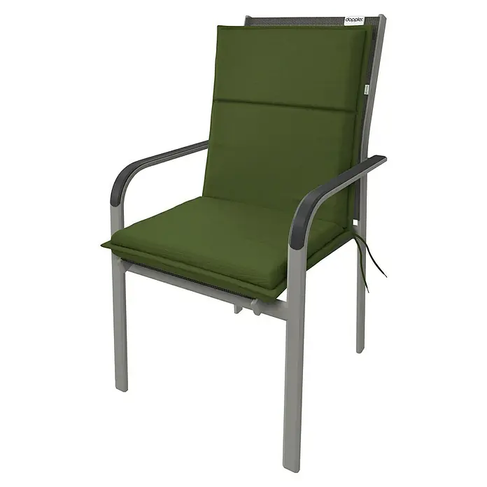 Doppler Sitzauflage Life - Niederlehner, L x B x H: 100 x 48 x 4 cm, Polyester, Grün - Gartenstuhl mit olivgrüner Auflage für entspanntes Verweilen im Freien. Die bequeme Polsterung lädt zum Verweilen ein.
