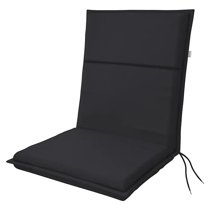 Doppler Sitzauflage Life - Niederlehner, L x B x H: 100 x 48 x 4 cm, Polyester, Schwarz - Grauer Gartenstuhl-Sitzkissenbezug mit hoher Rückenlehne für komfortables Sitzen im Freien, ideal für Gartenmöbel.