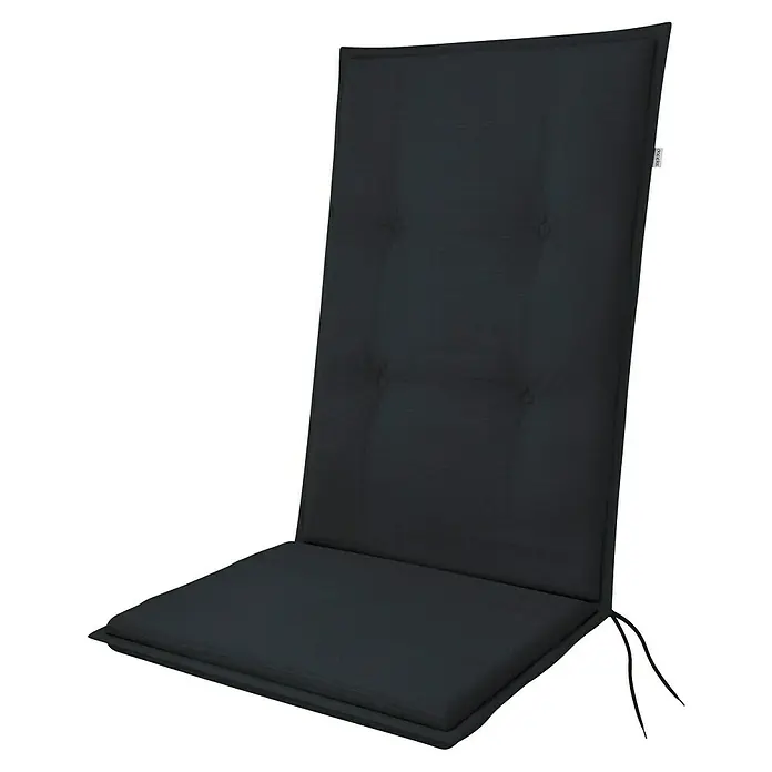Doppler Sitzauflage Flair - Hochlehner, L x B x H: 119 x 48 x 6 cm, Baumwolle, Polyester, Schwarz - Sitz- und Rückenpolster in Anthrazit für Gartenstühle. Die Knopfheftung verleiht dem Kissen eine elegante Optik.
