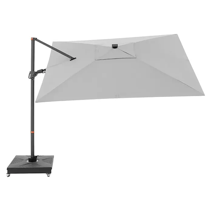Doppler Ampelschirm myZone AX LED - Hellgrau, Bespannungsmaß (L x B): 220 x 300 cm - Grauer Gartenschirm mit robustem Ständer für den Außenbereich, ideal für sonnige Tage im Garten oder auf der Terrasse.