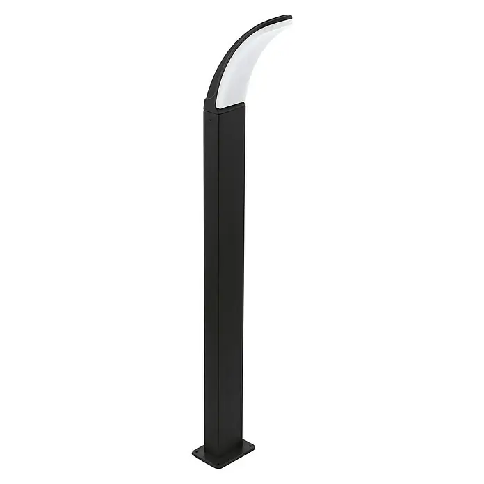 Eglo Fiumicino Sobremuro exterior - 11 W, Color del marco: Negro, Blanco cálido, 11 x 8 x 90 cm, Con bombillas - Esta elegante baliza negra con una pantalla curva blanca añade un toque moderno a cualquier espacio exterior. Iluminación de seguridad.