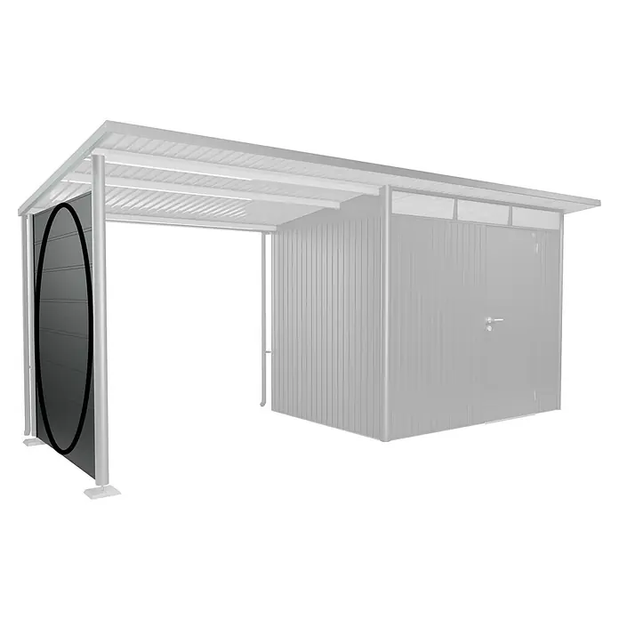 Biohort AvantGarde Seitenwand - Passend für: Biohort AvantGarde Seitendach, B x H: 197 x 182 cm, Dunkelgrau-Metallic - Metall-Gerätehaus mit grauer Seitenwand und stabilen Stützpfeilern, ideal zur Aufbewahrung von Gartengeräten und Werkzeugen.