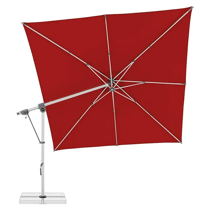 Doppler Expert Ampelschirm - Rot, Bespannungsmaß (L x B): 300 x 300 cm - Dieser hochwertige, quadratische Sonnenschirm in Rot bietet optimalen Sonnenschutz und ist ideal für Garten, Terrasse und Balkon.