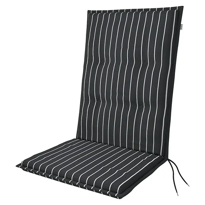 Doppler Sitzauflage Living - Mittellehner, L x B x H: 110 x 48 x 6 cm, Schwarz/Weiß - Sitzkissen mit Streifenmuster für Gartenmöbel. Bequeme Polsterauflage für Stühle mit hohem Rückenteil, ideal für entspannte Stunden im Freien.