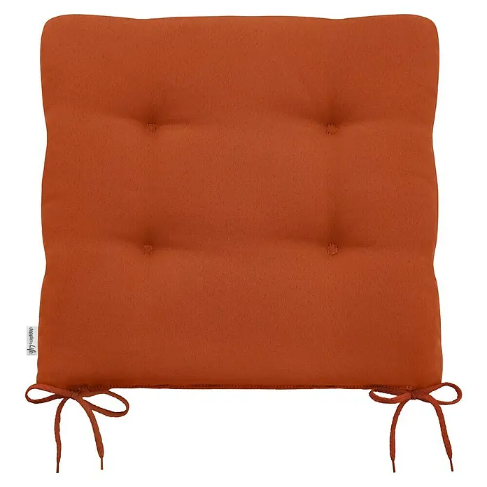 Doppler Sitzkissen Life - L x B x H: 45 x 45 x 4 cm, Kunststoff, Orange - Orangefarbenes Sitzkissen mit vier Knöpfen und Bindebändern zur Befestigung, ideal für Stühle und Bänke.