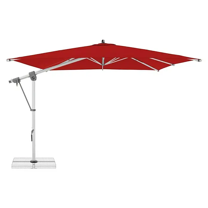 Doppler Expert Ampelschirm - Rot, Bespannungsmaß (L x B): 300 x 300 cm - Roter Ampelschirm mit weißem Gestell, ideal für den Außenbereich. Sonnenschutz und modernes Design vereint.