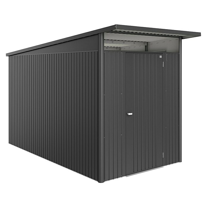 Biohort AvantGarde Gerätehaus Eco A4 (Außenmaß inkl. Dachüberstand (B x T): 180 x 380 cm, Dunkelgrau Metallic, Einzeltür, Stahl) | BAUHAUS