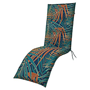 Doppler Sitzauflage Living Blätter (Rollliege, L x B x H: 170 x 48 x 6 cm, Kunststoff, Baumwolle, Türkis/Orange)