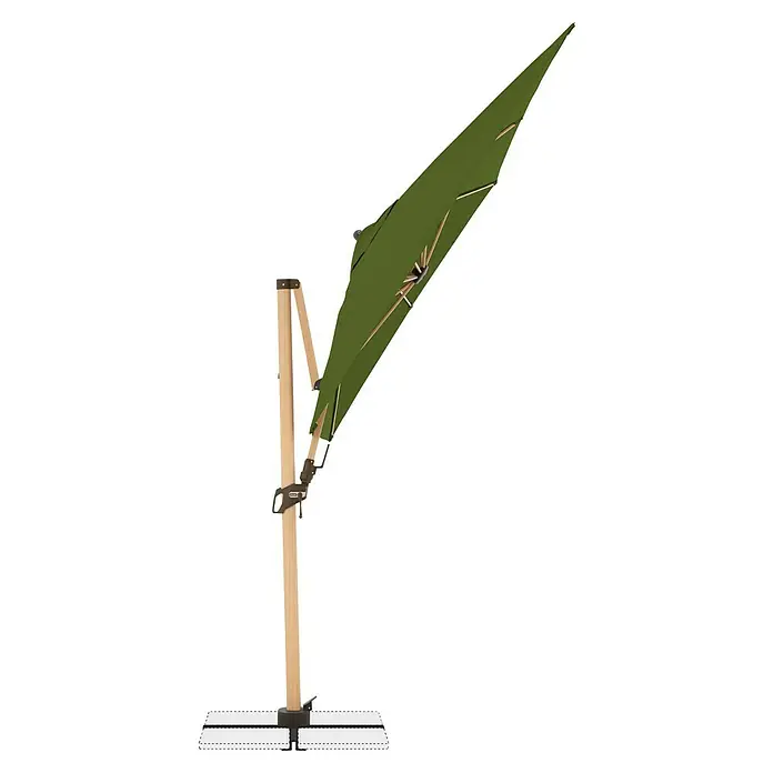 Doppler Alu Wood Ampelschirm AX Ultra - Kiwi, Bespannungsmaß (L x B): 300 x 220 cm - Dieser hochwertige Ampelschirm in Olivgrün bietet optimalen Sonnenschutz und ist eine stilvolle Ergänzung für jeden Außenbereich.