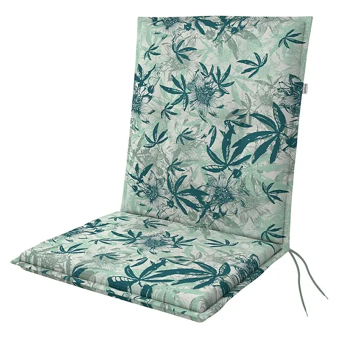 Doppler Sitzauflage Living - Niederlehner, L x B x H: 100 x 48 x 6 cm, Kunststoff, Baumwolle, Türkis/Grün - Hochwertige Gartenstuhlauflage mit floralem Muster in Blau- und Grüntönen. Bequeme Polsterung für entspanntes Sitzen im Freien.