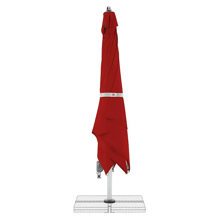 Doppler Expert Ampelschirm - Rot, Bespannungsmaß (L x B): 300 x 300 cm - Geschlossener roter Sonnenschirm mit weißem Band und Ständer, ideal für den Außenbereich. Stilvoller Schattenspender für Garten und Terrasse.