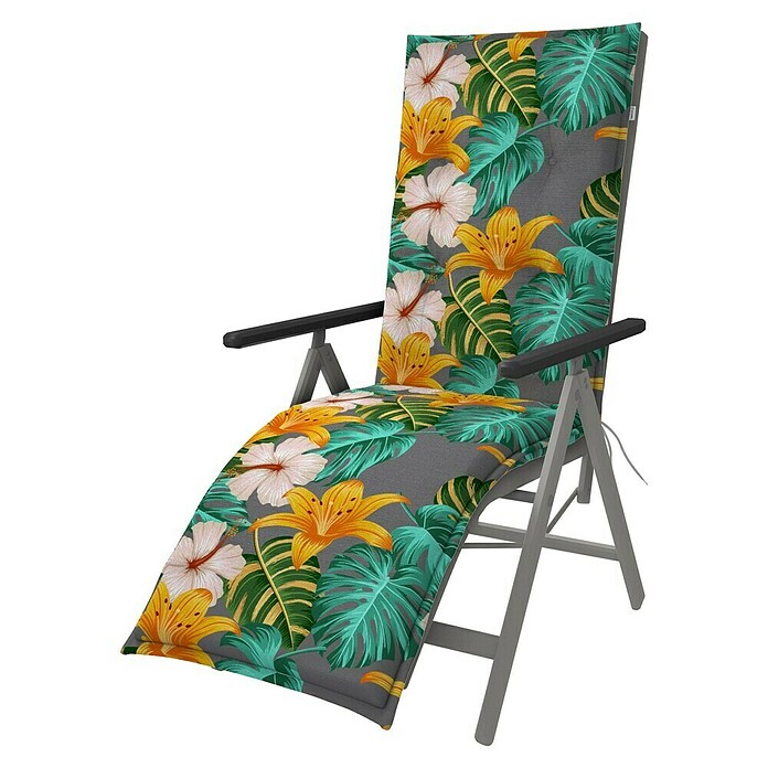 Doppler Sitzauflage Living Floral (Rollliege, L x B x H: 170 x 48 x 6 cm, Kunststoff, Baumwolle, Gelb/Grün/Grau) | BAUHAUS