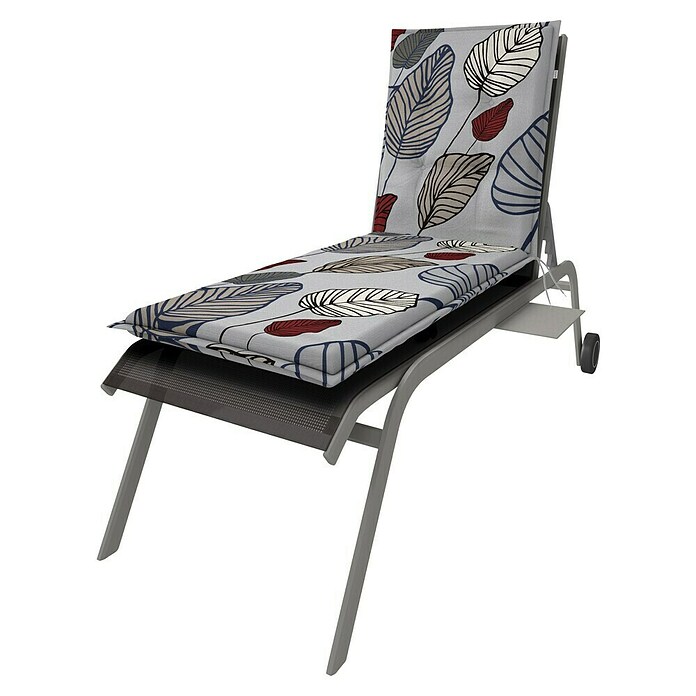 Doppler Liegenauflage Living Blätter (Rollliege, L x B x H: 195 x 60 x 6 cm, Kunststoff, Baumwolle, Grau) | BAUHAUS