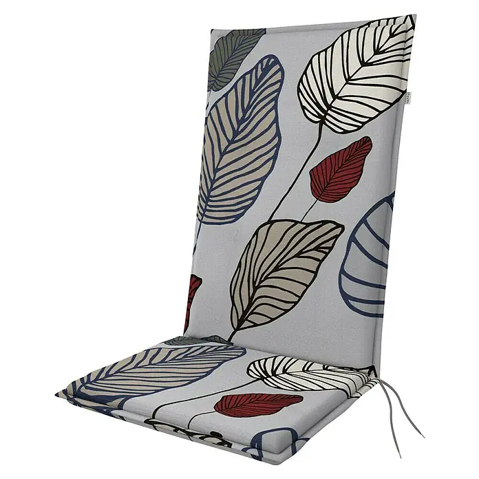 Doppler Sitzauflage Living - Hochlehner, L x B x H: 119 x 48 x 6 cm, Grau - Stuhlkissen mit botanischem Blätterdruck. Das Sitzkissen bietet Komfort und Stil für jeden Stuhl, mit einem modernen Blattmuster.