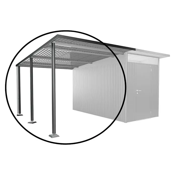 Biohort AvantGarde Seitendach - Passend für: Biohort AvantGarde Gerätehaus A4, A8, L x B x H: 340 x 243 x 222 cm, Dunkelgrau-Metallic, Stahl - Geräumiges Carport mit integriertem Abstellraum. Das Carport bietet Schutz vor Witterungseinflüssen und der Abstellraum zusätzlichen Stauraum.