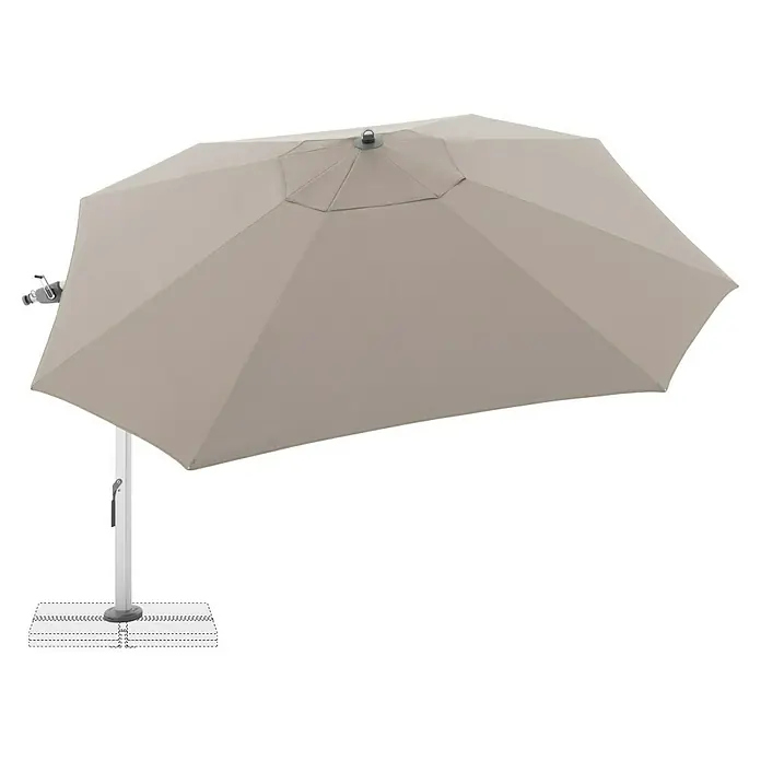 Doppler Expert Ampelschirm 400 - Sand, Durchmesser Bespannung: 400 cm - Eleganter, rechteckiger Sonnenschirm in Taupe. Ideal für stilvollen Sonnenschutz im Garten oder auf der Terrasse.
