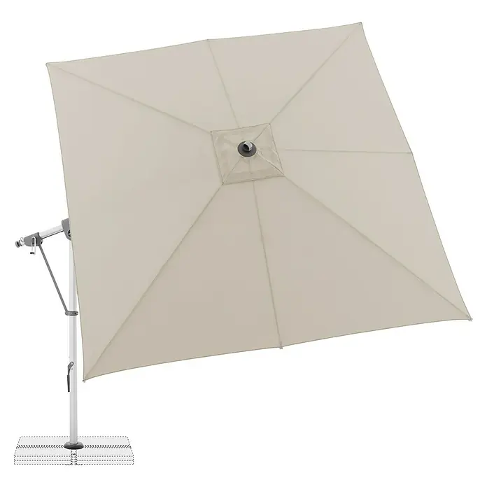 Doppler Expert Ampelschirm - Natur, Bespannungsmaß (L x B): 300 x 300 cm - Ein eleganter, quadratischer Sonnenschirm in Beige bietet stilvollen Schatten und Schutz vor der Sonne im Freien.