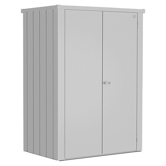 Biohort Romeo Gerätehaus Gr. L High (Außenmaß inkl. Dachüberstand (B x T): 132 x 87 cm, Stahl, Silber‑Metallic) | BAUHAUS