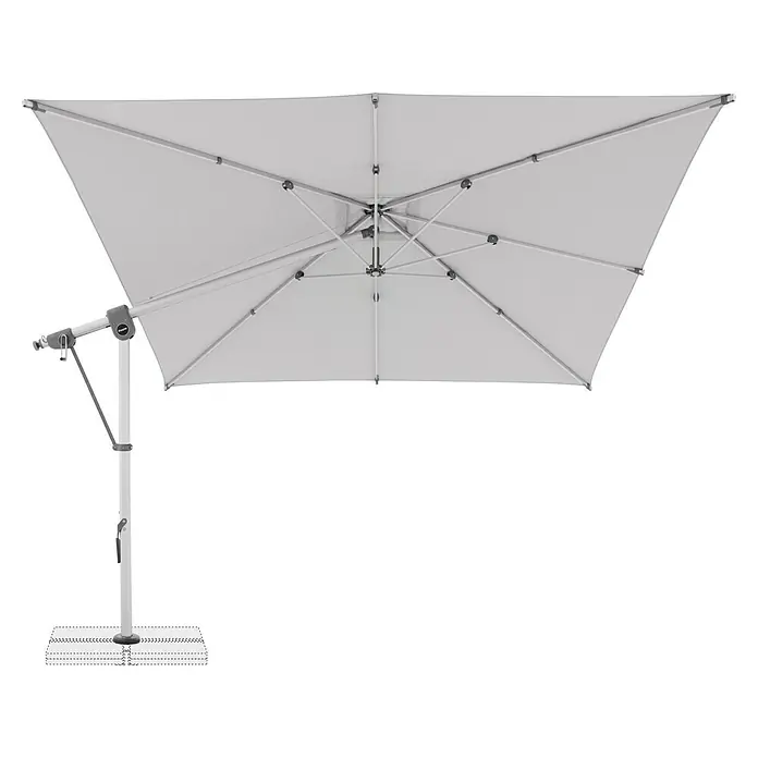 Doppler Expert Ampelschirm - Hellgrau, Bespannungsmaß (L x B): 300 x 300 cm - Großer, quadratischer Sonnenschirm in hellem Farbton mit stabilem Gestell für den Einsatz im Freien.