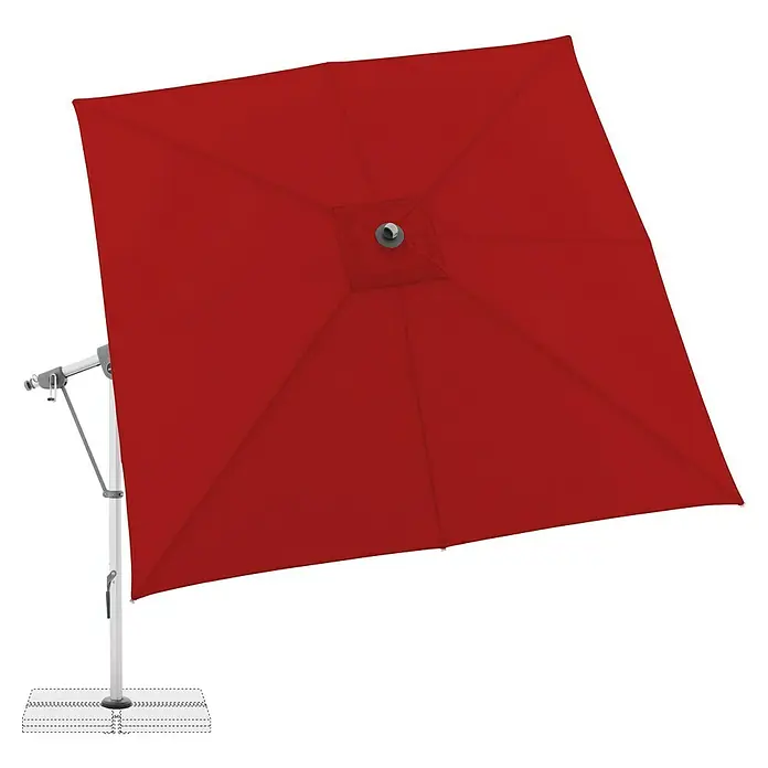 Doppler Expert Ampelschirm - Rot, Bespannungsmaß (L x B): 300 x 300 cm - Roter, quadratischer Sonnenschirm mit stabilem Ständer für den Außenbereich, der Schatten und Schutz vor der Sonne bietet.