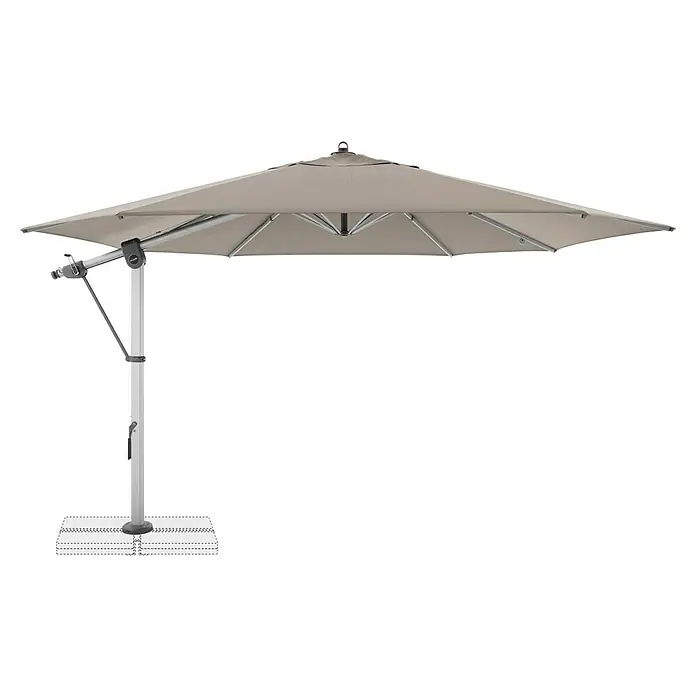 Doppler Expert Ampelschirm 400 - Sand, Durchmesser Bespannung: 400 cm - Ein eleganter, freistehender Sonnenschirm in Beige, ideal für Gärten und Terrassen, bietet Schatten und Stil.