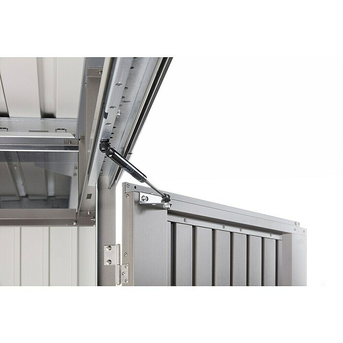 Biohort Gerätehaus HighLine (Silber Metallic, 1,55 x 2,75 x 2,22 m, Doppelflügeltür)
