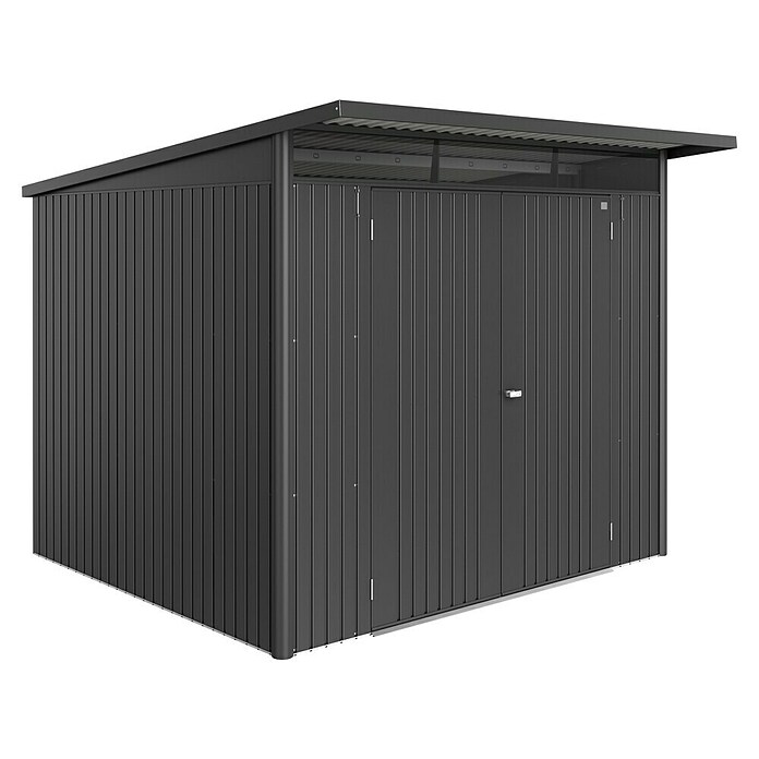 Biohort AvantGarde Gerätehaus Eco A6 (Außenmaß inkl. Dachüberstand (B x T): 260 x 260 cm, Dunkelgrau Metallic, Doppeltür, Stahl) | BAUHAUS