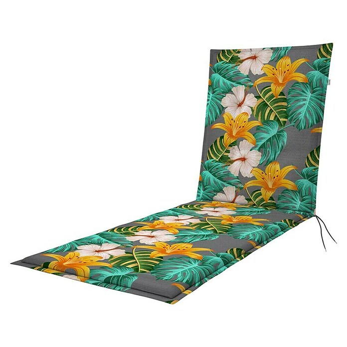 Doppler Liegenauflage Living Floral (Rollliege, L x B x H: 195 x 60 x 6 cm, Kunststoff, Baumwolle, Gelb/Grün/Grau) | BAUHAUS