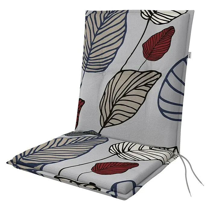 Doppler Sitzauflage Living - Niederlehner, L x B x H: 100 x 48 x 6 cm, Kunststoff, Baumwolle, Grau/Weinrot - Sitzkissen mit Blätter-Design.