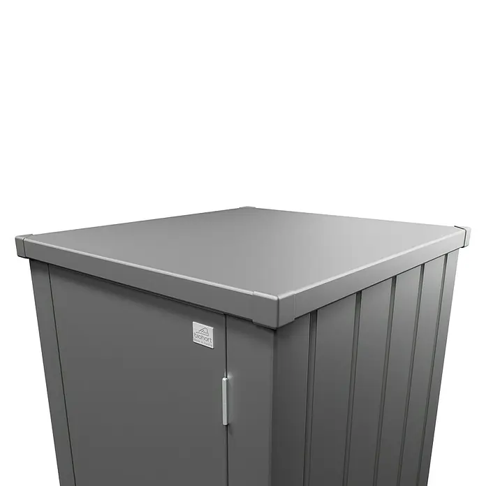 Biohort Julia Geräteschrank - Außenbreite inkl. Dachüberstand: 78 cm, Außentiefe inkl. Dachüberstand: 87 cm, Stahl, Quarzgrau Metallic - Das Biohort Gerätehaus HighBoard bietet stilvollen Stauraum für Gartenutensilien und mehr. Robust, wetterfest und abschließbar.