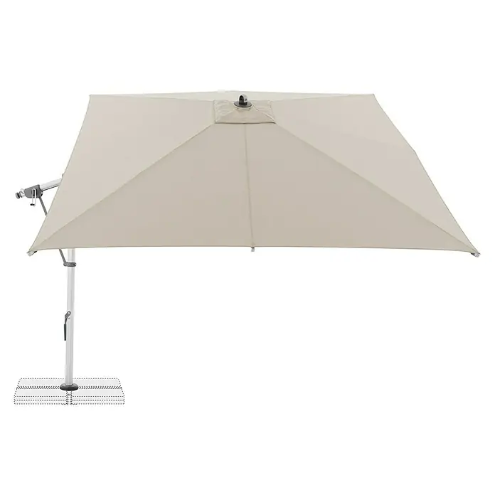 Doppler Expert Ampelschirm - Natur, Bespannungsmaß (L x B): 300 x 300 cm - Nahaufnahme eines quadratischen Sonnenschirms in Beige, der sich ideal für den Außenbereich eignet und Schatten spendet.