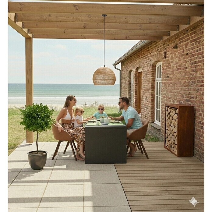 Palatino Exlusive Line Kaminholzregal (100 x 120 cm, Cortenstahl, Edelrost)