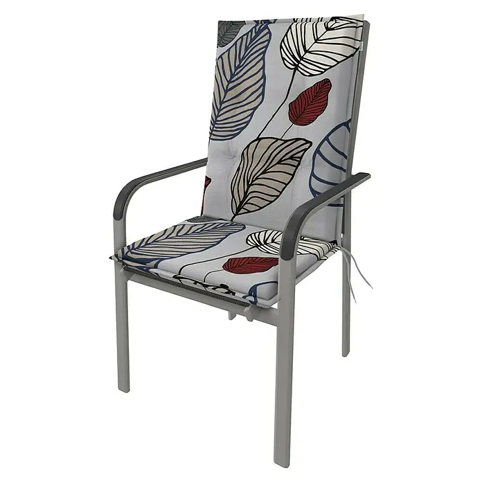 Doppler Sitzauflage Living - Mittellehner, L x B x H: 110 x 48 x 6 cm, Grau - Gepolsterter Gartenstuhl mit Blätterdesign. Komfortabler Sitz für den Außenbereich mit modernem Muster und stabilen Armlehnen.