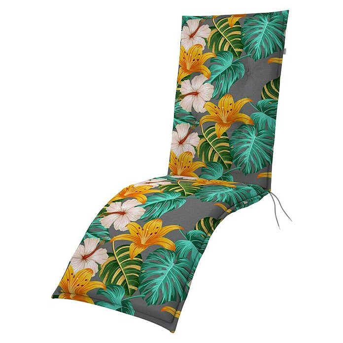 Doppler Sitzauflage Living Floral (Rollliege, L x B x H: 170 x 48 x 6 cm, Kunststoff, Baumwolle, Gelb/Grün/Grau) | BAUHAUS