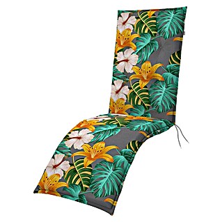Doppler Sitzauflage Living Floral (Rollliege, L x B x H: 170 x 48 x 6 cm, Kunststoff, Baumwolle, Gelb/Grün/Grau)