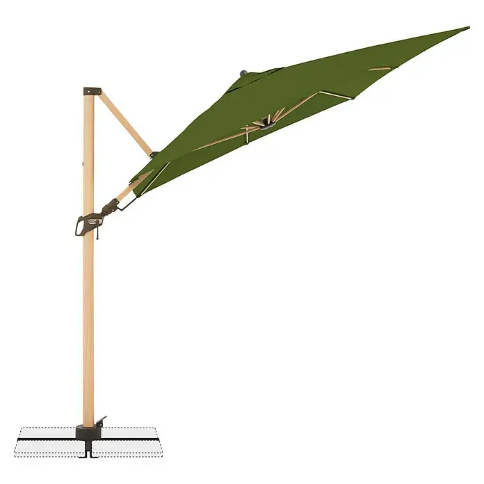 Doppler Alu Wood Ampelschirm AX Ultra - Kiwi, Bespannungsmaß (L x B): 300 x 220 cm - Ein stilvoller, grüner Sonnenschirm mit Holzrahmen bietet perfekten Schatten und fügt sich nahtlos in jeden Außenbereich ein.