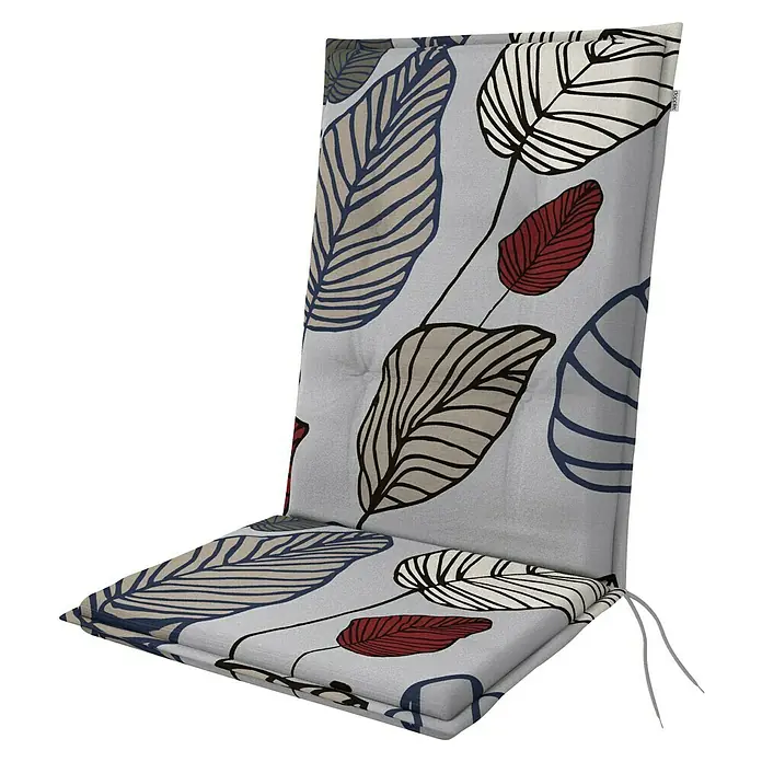 Doppler Sitzauflage Living - Mittellehner, L x B x H: 110 x 48 x 6 cm, Grau - Sitzkissen mit Blattmuster für Stuhl oder Bank. Das Kissen hat ein elegantes und modernes Design.