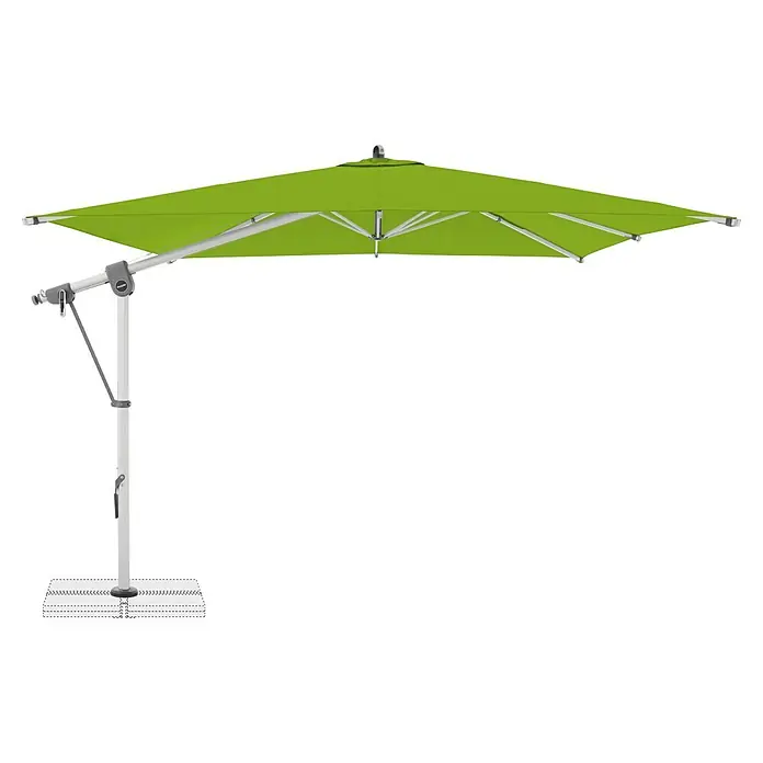 Doppler Expert Ampelschirm - Smaragdgrün, Bespannungsmaß (L x B): 300 x 300 cm - Ein Sonnenschirm in Grün und Weiß, der Schatten spendet und vor der Sonne schützt. Perfekt für den Garten oder die Terrasse.