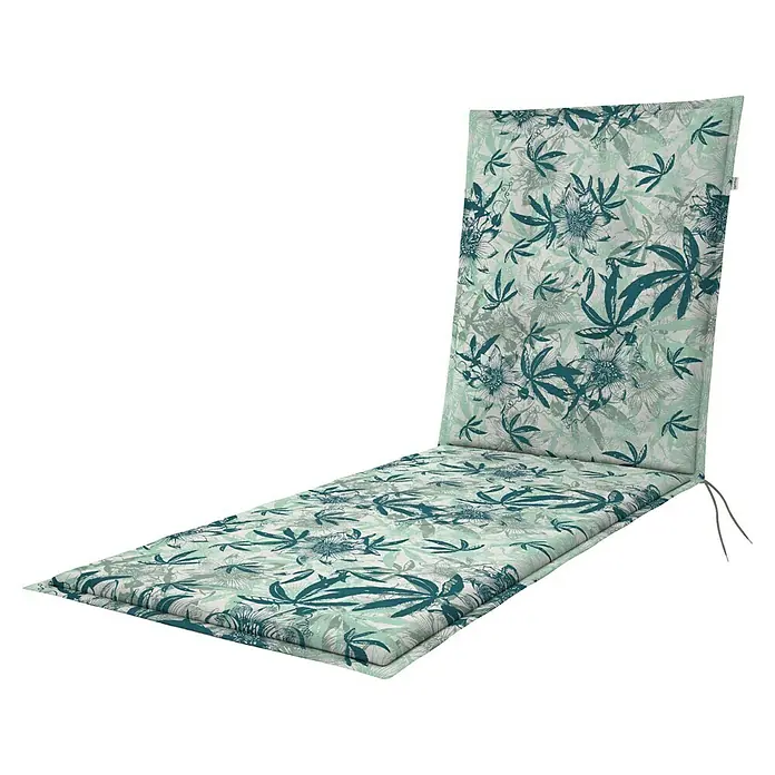 Doppler Liegenauflage Living - L x B x H: 195 x 60 x 6 cm, Kunststoff, Baumwolle, Türkis - Eine komfortable Outdoor-Liegeauflage mit einem stilvollen Blumenmuster. Ideal für entspannte Stunden im Garten oder auf der Terrasse.