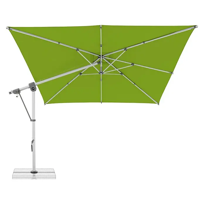Doppler Expert Ampelschirm - Smaragdgrün, Bespannungsmaß (L x B): 300 x 300 cm - Ein grüner Ampelschirm mit einem stabilen, silbernen Gestell bietet Schatten und Schutz vor der Sonne. Ideal für Garten und Terrasse.