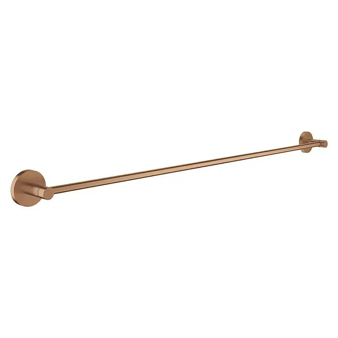 Grohe Essentials Badetuchhalter - Breite: 85,4 cm, Warm Sunset, Matt - Bild einer kupferfarbenen Handtuchstange zur Wandmontage. Sie hat ein schlankes, modernes Design und ist ideal für Badezimmer.