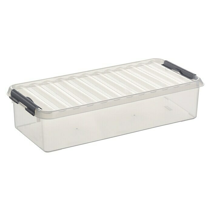 Sunware Aufbewahrungsbox (L x B x H: 48,5 x 15 x 9 cm, Kunststoff, Transparent, Farbe Griff: Schwarz)