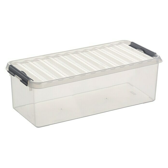Sunware Aufbewahrungsbox (L x B x H: 48,5 x 19 x 14,7 cm, Kunststoff, Transparent, Farbe Griff: Schwarz)