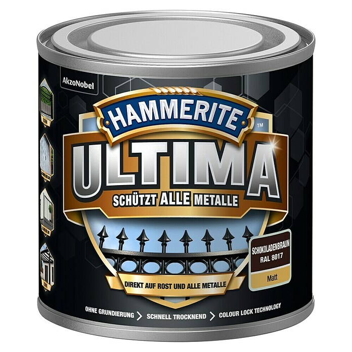Hammerite Metall-Schutzlack ULTIMA (RAL 8017, Schokoladenbraun, 250 ml, Matt)